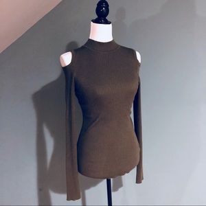 Cute long sleeve sweater with cut out shoulders